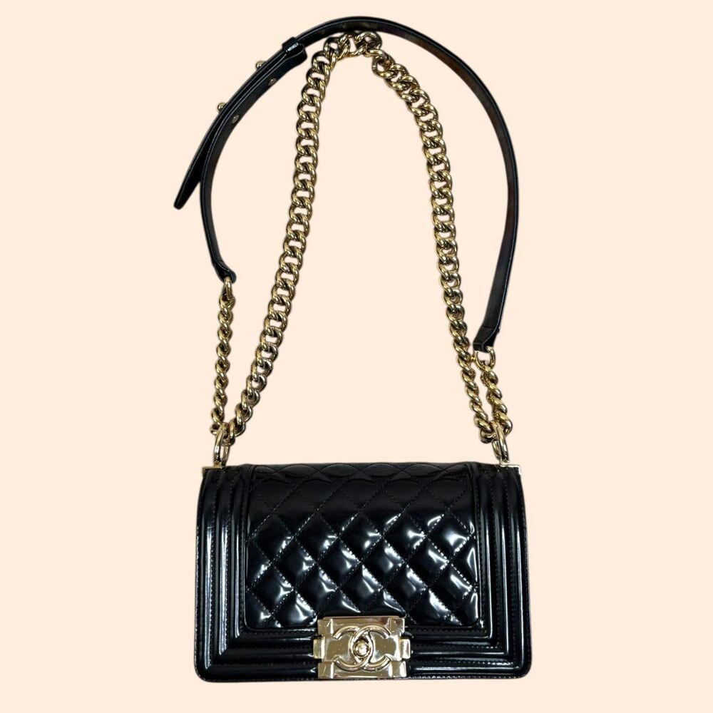 Chanel Patent Quilted Small Boy Flap Bag